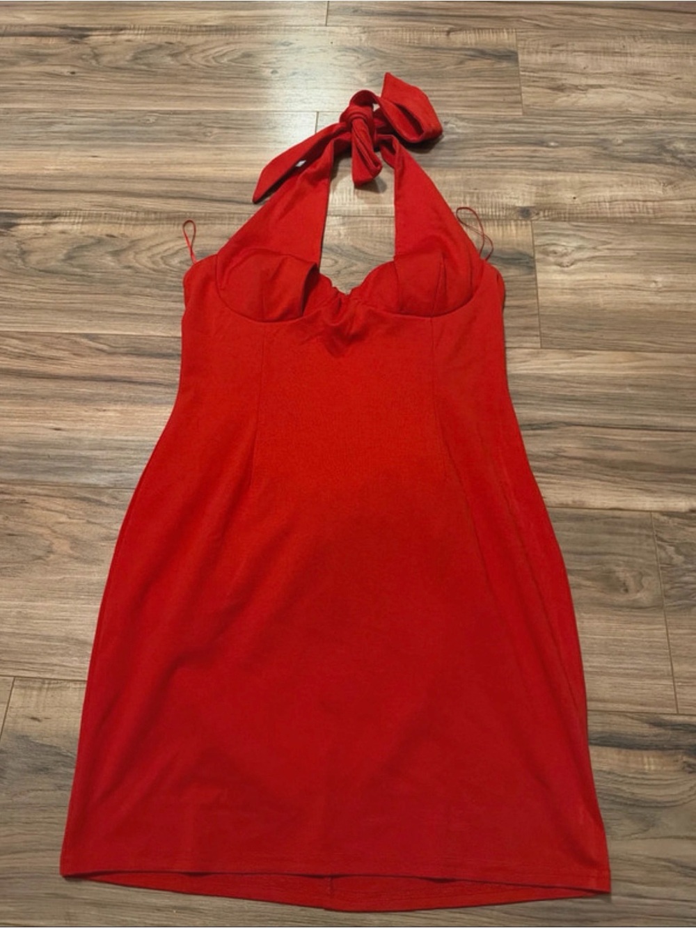 Lena Red Halter Tie Mini Dress